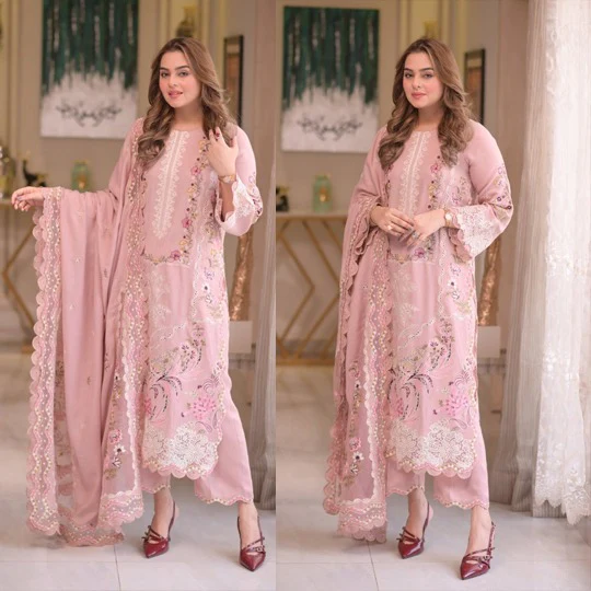 Aneelas Lawn 3 Piece Embroidered Dress with Emb Chiffon Dupata WC1309