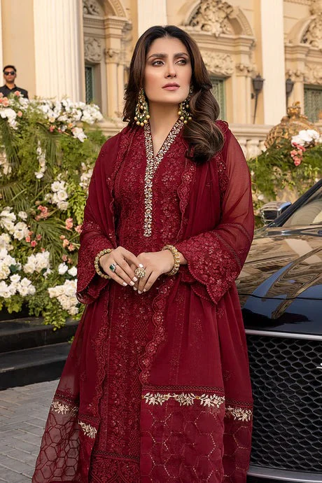 Azure Embroidered Lawn Dress & Heavy Embroidered Chiffon Dupatta 3PC WC733 - Image 4