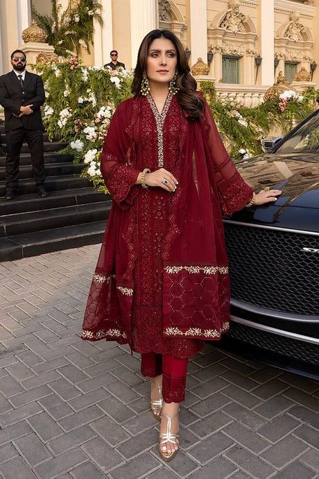 Azure Embroidered Lawn Dress & Heavy Embroidered Chiffon Dupatta 3PC WC733 - Image 6