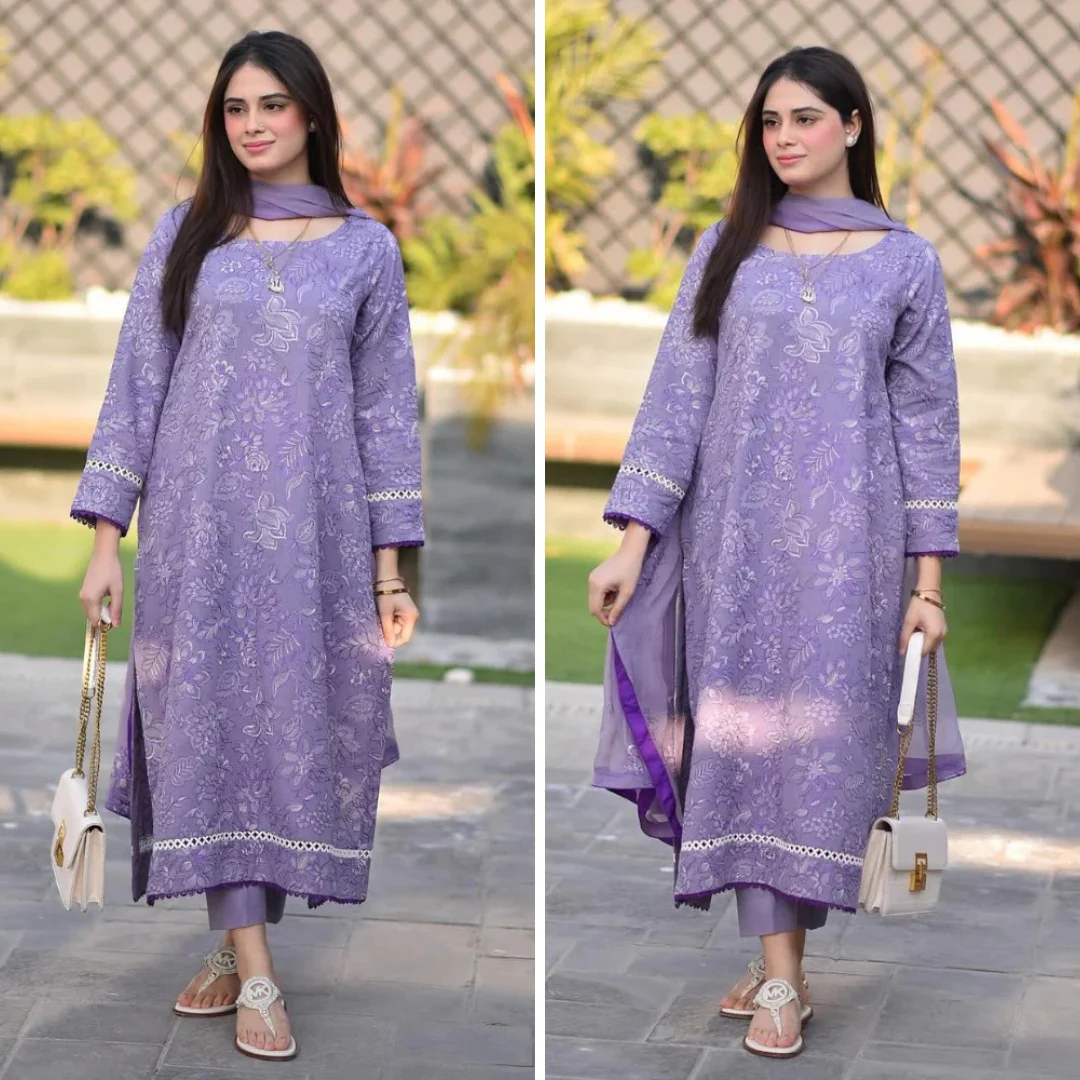 Qalamkar 3 Piece Lawn Embroidered Suit  WC1020