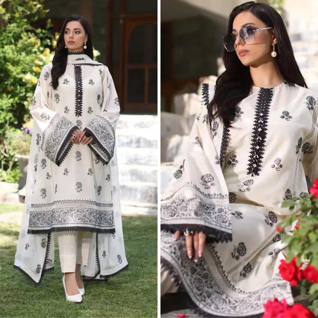 Bareeze 3 Piece Lawn Embroidered Suit  WC1044