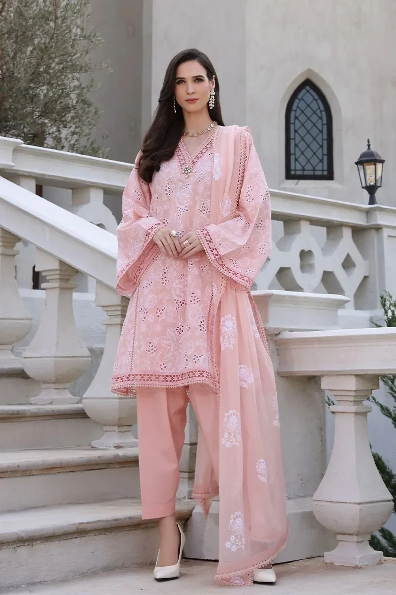 WC845-Bareeze Embroidered 3 Piece lawn dress with embroidered chiffon dupatta - Image 2