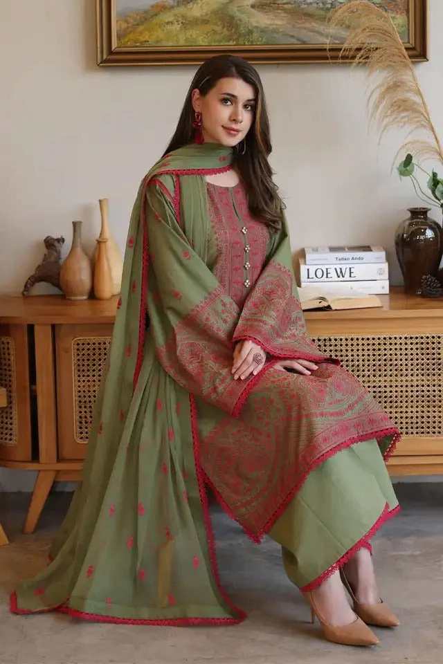 Bareeze Embroidered Lawn Suit 3 Piece WC1002 - Image 3
