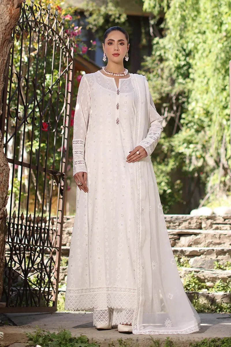 Bareeze Embroidered Summer 3 Piece lawn dress with embroidered chiffon dupatta WC842 - Image 3