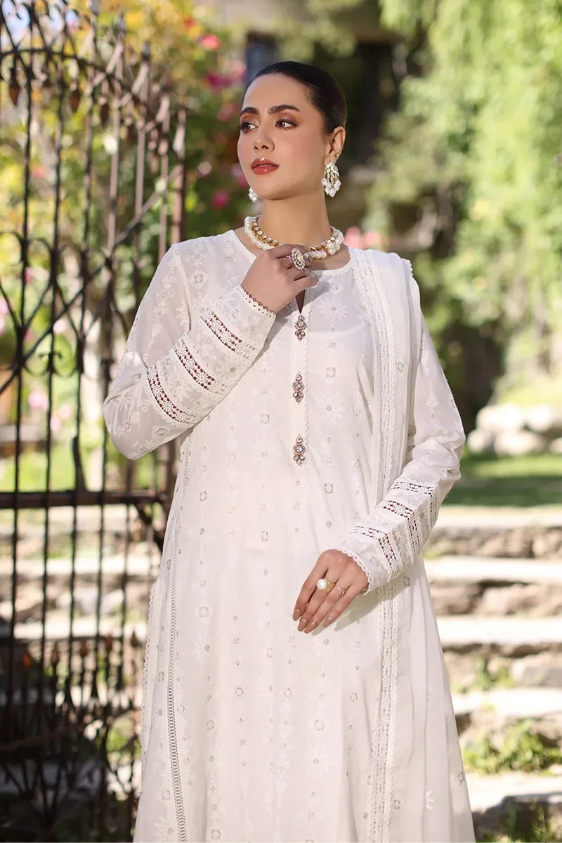 Bareeze Embroidered Summer 3 Piece lawn dress with embroidered chiffon dupatta WC842 - Image 4
