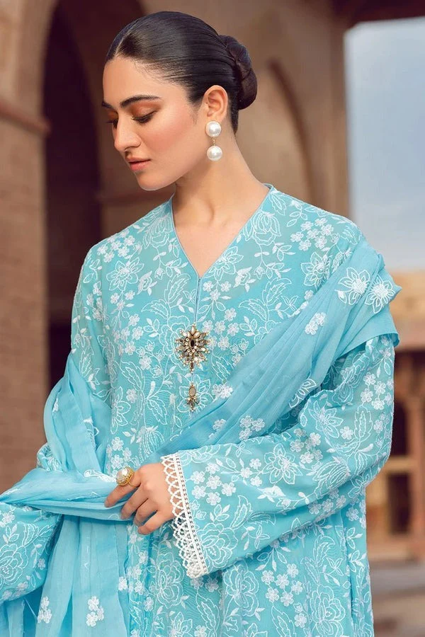 Bareeze Linen dress Embroidered Shirt and chiffon dupatta 3 Piece WC209 - Image 4
