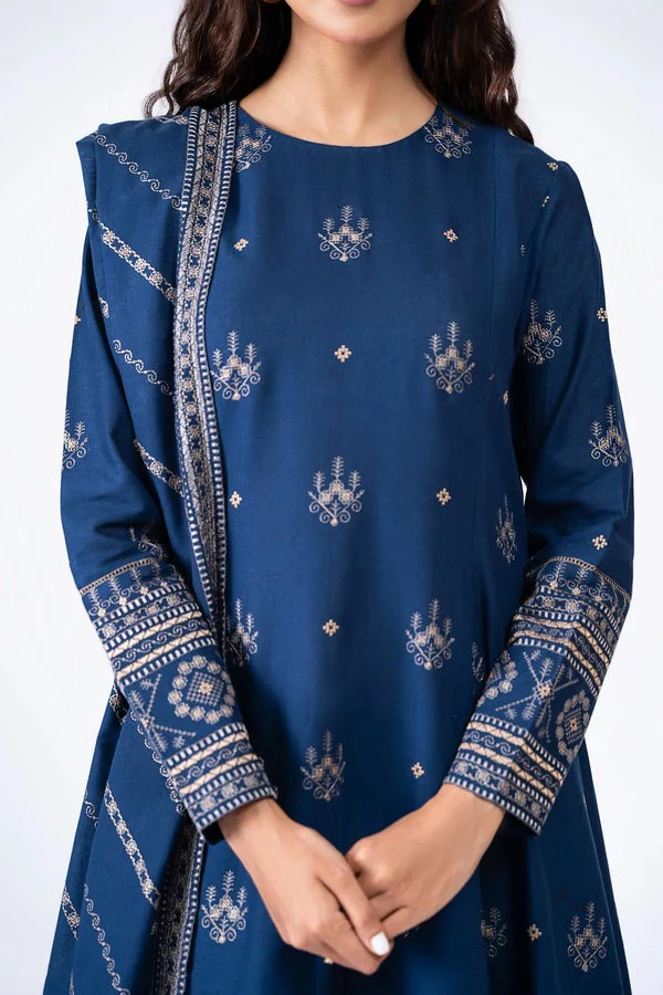 Bareeze Unstitched Winter Embroidered Dhanak Suit with Embroidered Dhanak Shawll 3 Piece WC578 - Image 4