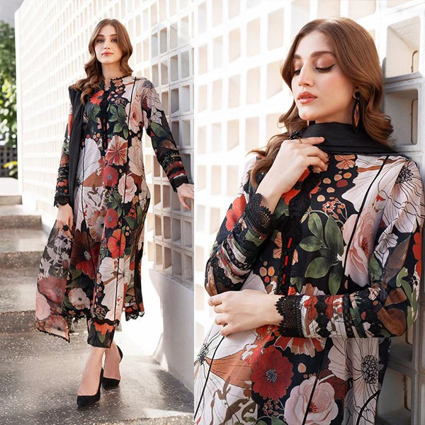 Baroque Winter 3 Piece Dhanak all over Printed Dress WC1219