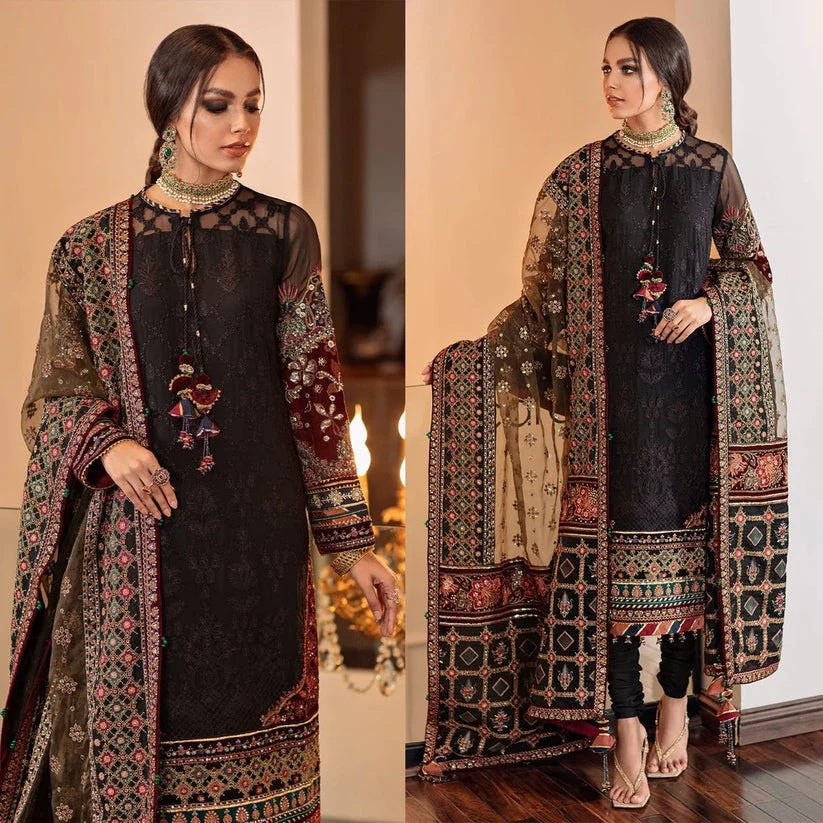 Baroque Embroidered Lawn Suit With Heavy Embroidered Organza Dupatta 3PC WC133
