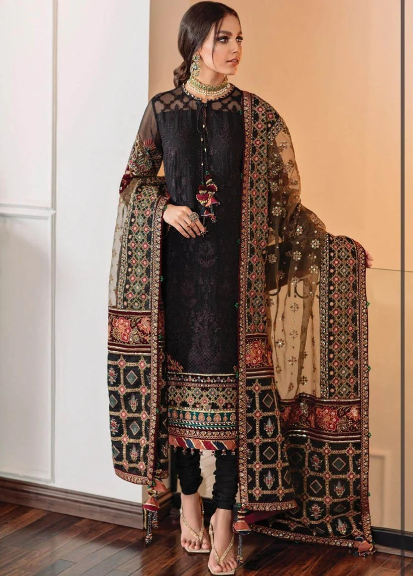 Baroque Embroidered Lawn Suit With Heavy Embroidered Organza Dupatta 3PC WC133 - Image 2
