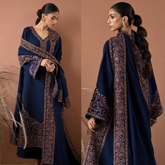 Batik 3 Piece Lawn Embroidered Dress With Lawn Embroidered Shawll and Trouser WC1261