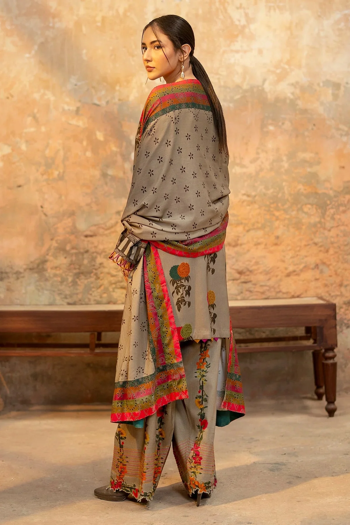 Printed Unstitched Charizma Winter 3 Piece Karandi Dress WC1249 - Image 2