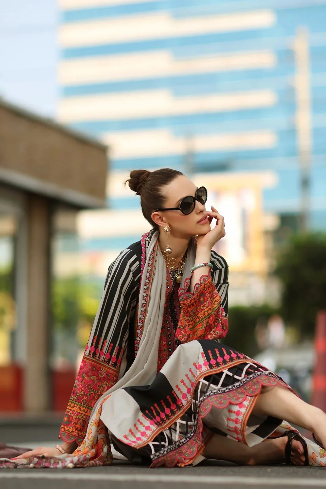 Charizma Lawn Printed 3 Piece Dress with Munar Dupata WC1283 - Image 3