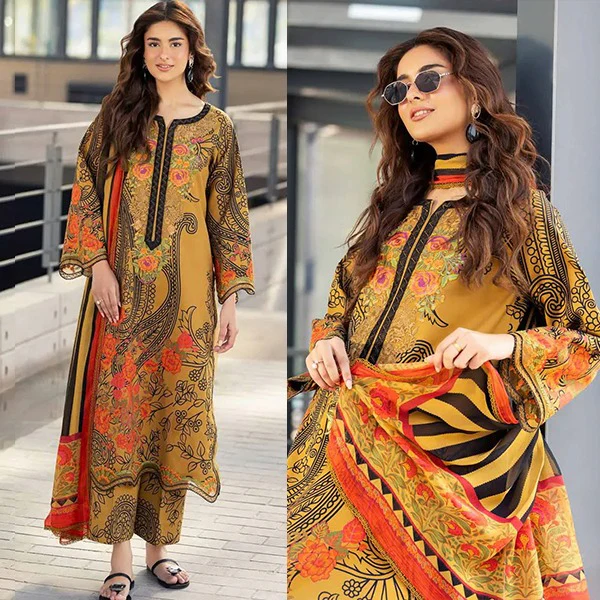Charizma Printed Lawn 3 Piece Suit with Munar Dupatta WC1232