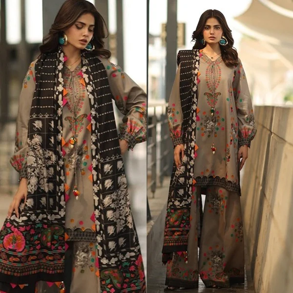 Winter 3 Piece Karandi Digital Print Dress WC1233