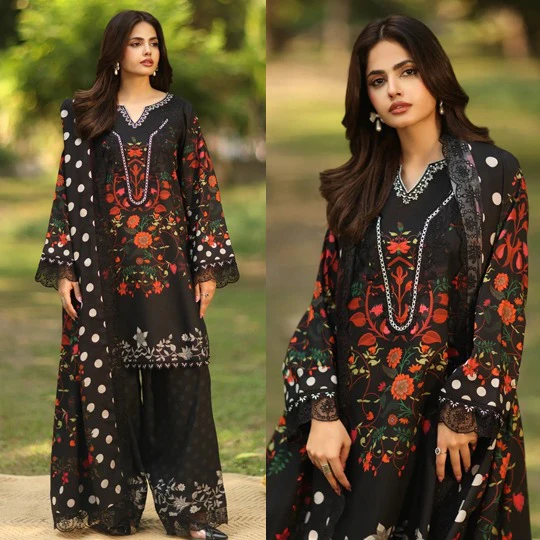 Printed Unstitched Charizma Winter 3 Piece Karandi Dress WC1253