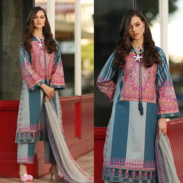 Charizma Printed Lawn 3 Piece Suit with Munar Dupatta WC1314
