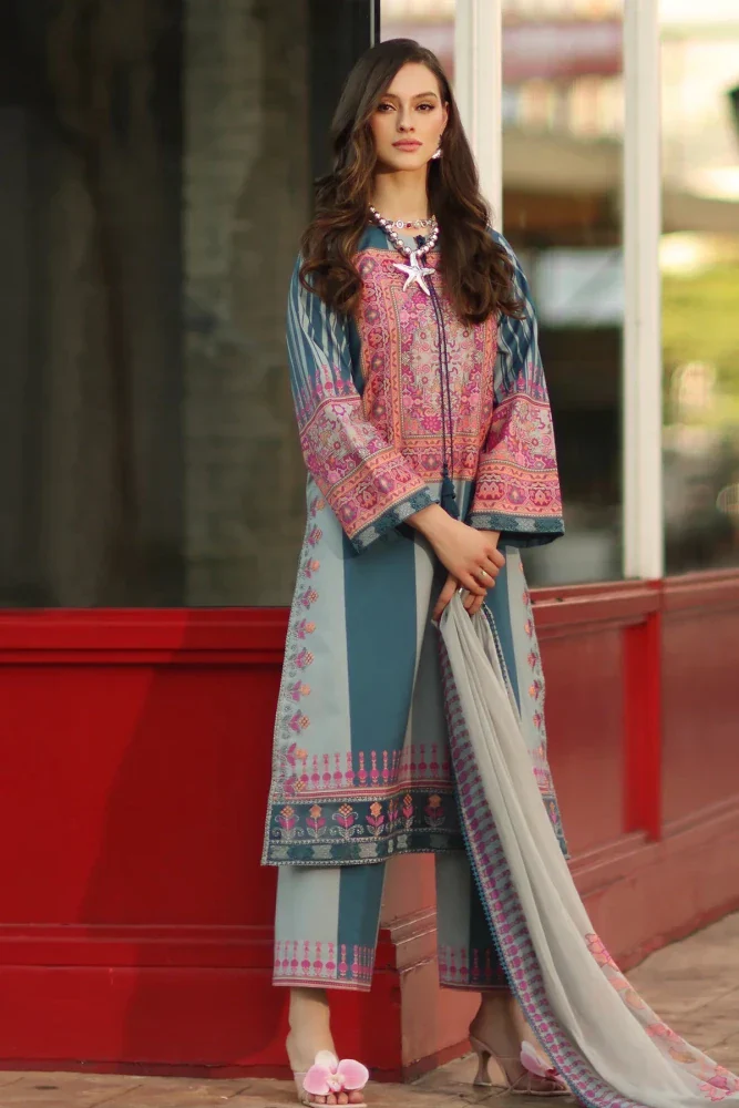 Charizma Printed Lawn 3 Piece Suit with Munar Dupatta WC1314 - Image 2