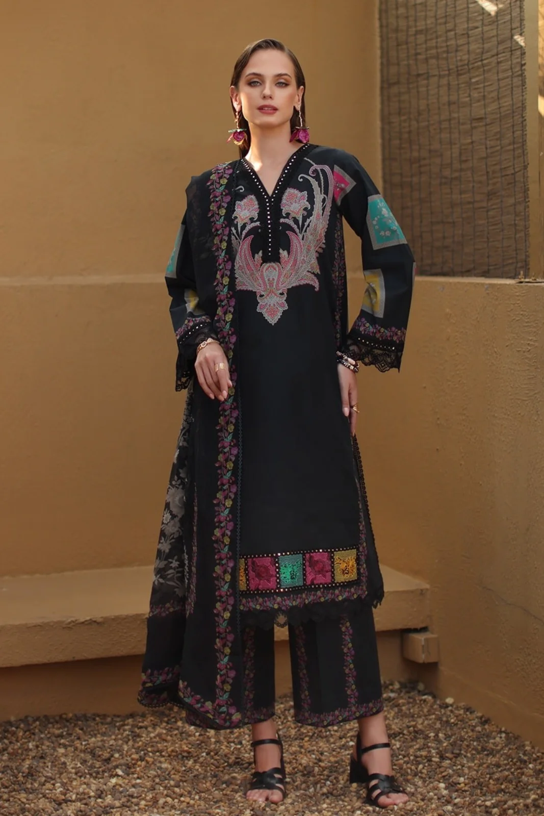 Charizma Printed 3 Piece Lawn Dress with Munar Dupata WC1294 - Image 2