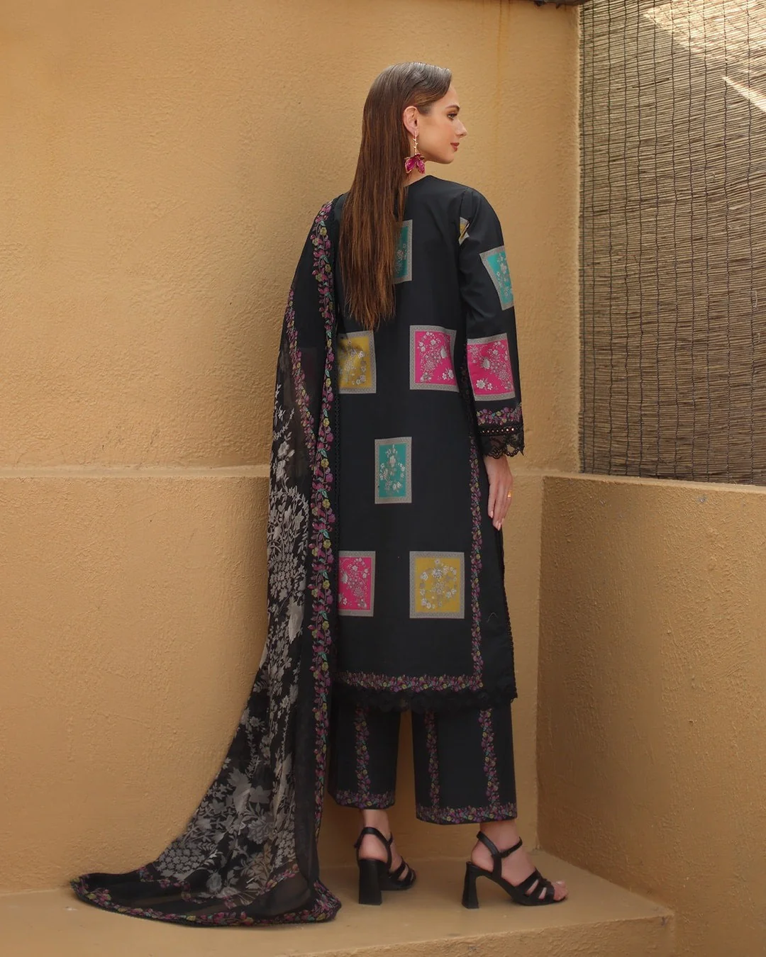 Charizma Printed 3 Piece Lawn Dress with Munar Dupata WC1294 - Image 4