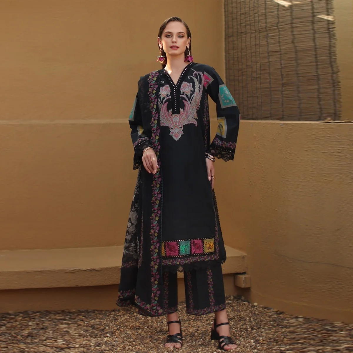 Charizma Printed 3 Piece Lawn Dress with Munar Dupata WC1294 - Image 5