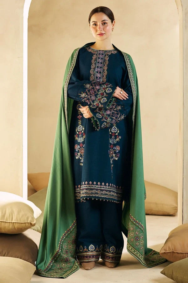 Coco By Zara Shahjahan Winter Embroidered Dhanak dress Embroidered Dhanak Shawll 3 Piece WC590 - Image 3