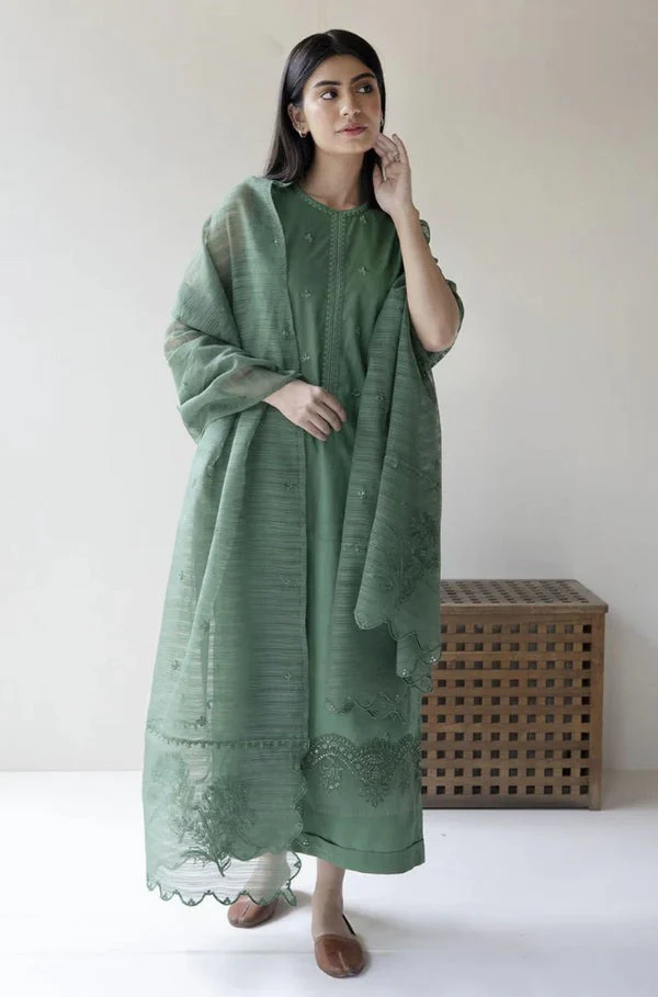 DYOT Embroidered Lawn Dress With Organza Embroidered Dupatta 3PC WC732 - Image 3