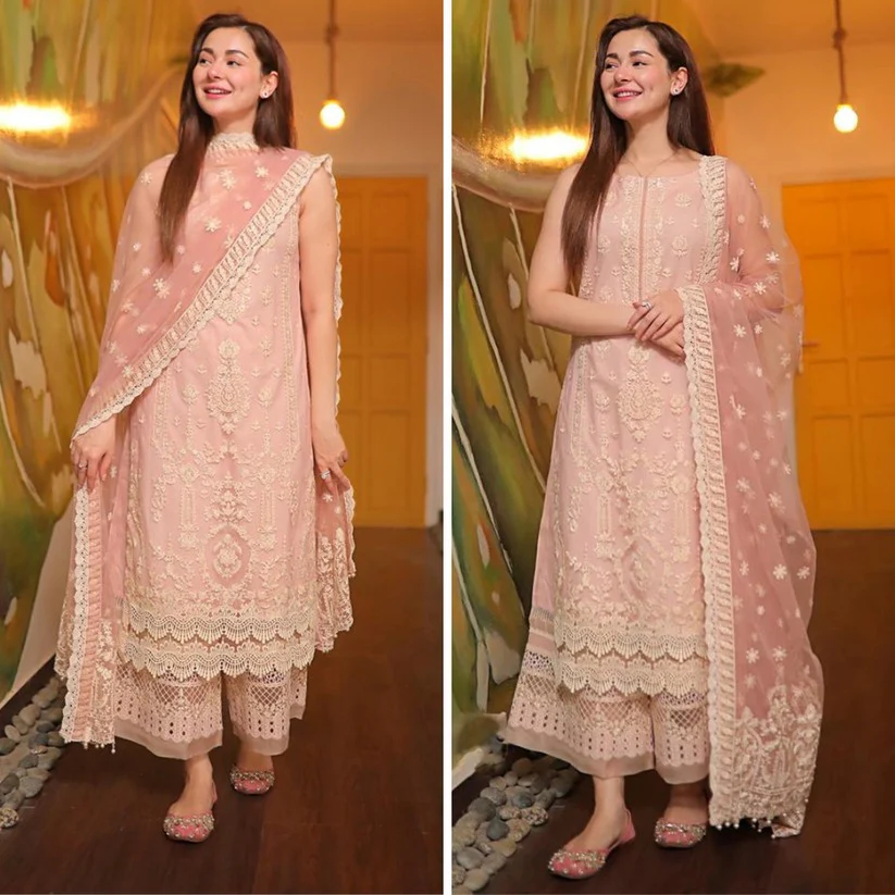 Faiza Saqlain 3 Piece Embroidered Lawn Dress with Organza dupata WC979