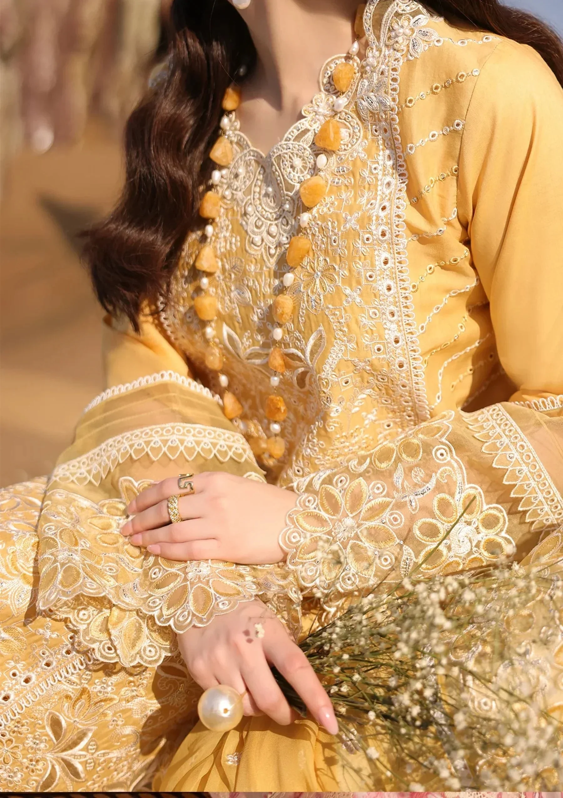 Imrozia Serene 3 Piece Lawn Chikenkari Embroidered Dress with Printed Organza Dupata WC1272 - Image 4