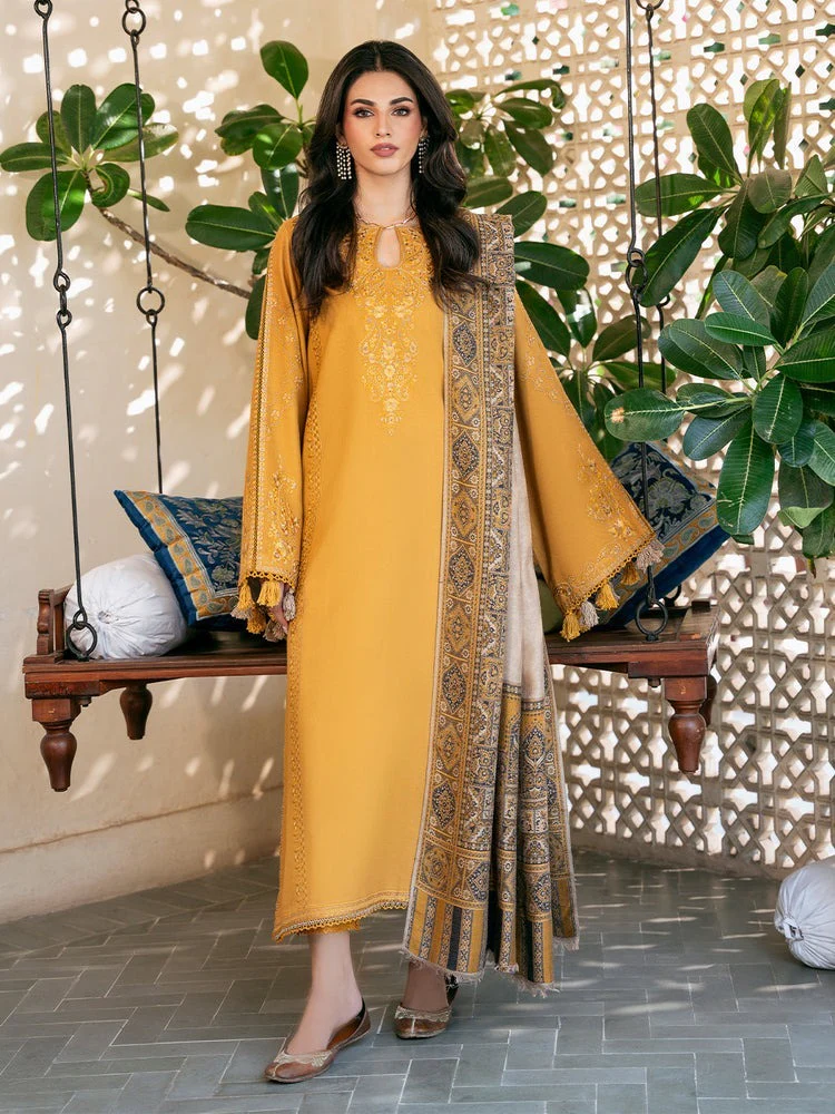 IZEL Unstitched 3 Piece Embroidered Dress with Printed Chiffon Dupata WC1280 - Image 3