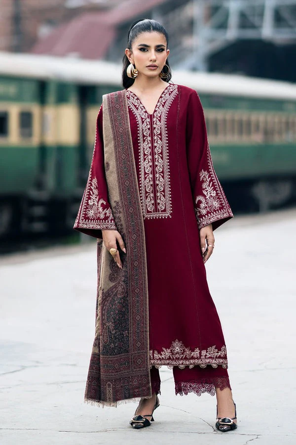 Jazmin Winter 3 Piece Dhanak Embroidered dress with Printed Shawll WC1108 - Image 2