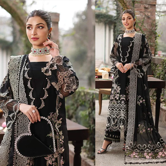 KAHF 3 Piece Embroidered Lawn Shirt with Emb Chiffon Dupatta WC1296