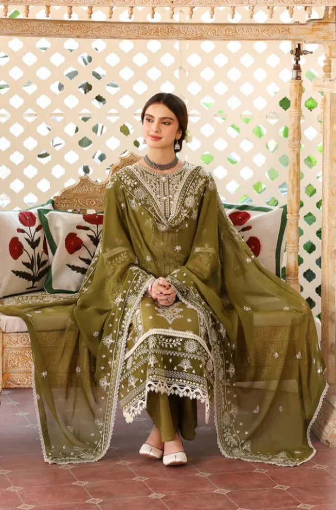 Mahnoor 3 Piece Lawn Embroidered with Sequence Dress WC1281 - Image 3