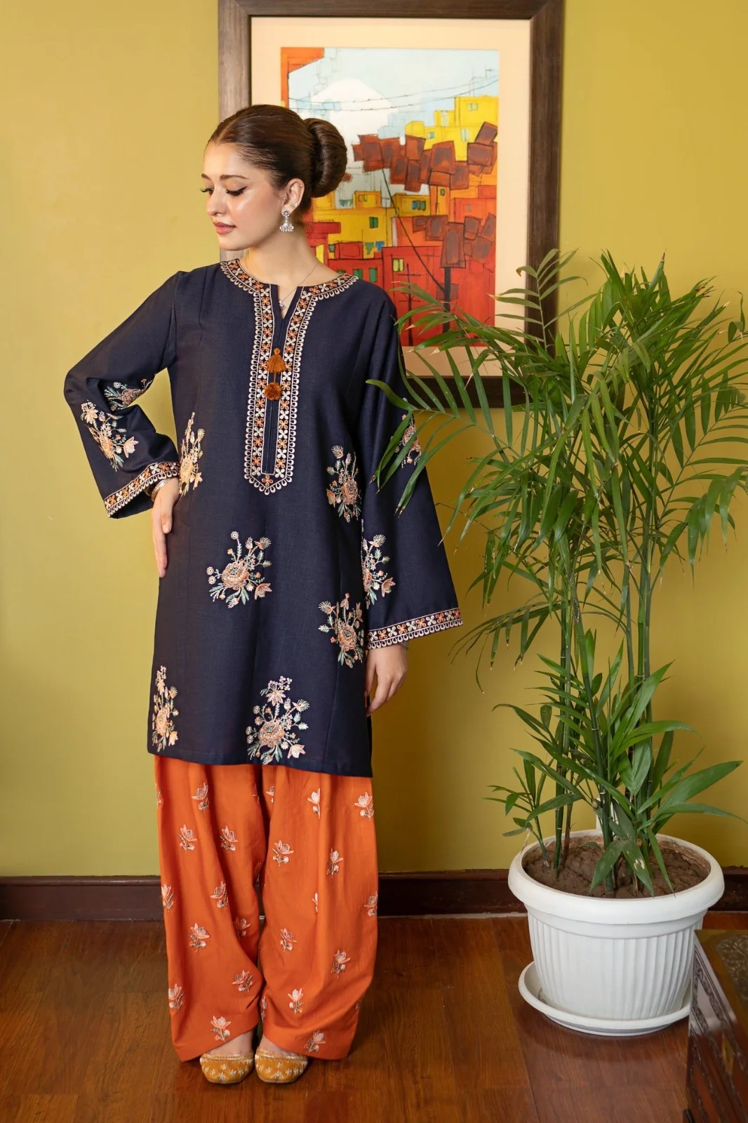 Maria B 2 Piece Luxury Lawn Embroidered dress with Emb Trouser WC1297 - Image 4