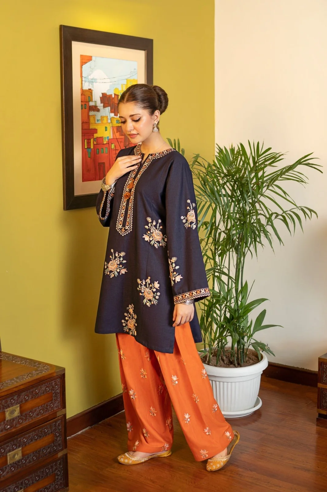 Maria B 2 Piece Luxury Lawn Embroidered dress with Emb Trouser WC1297 - Image 5