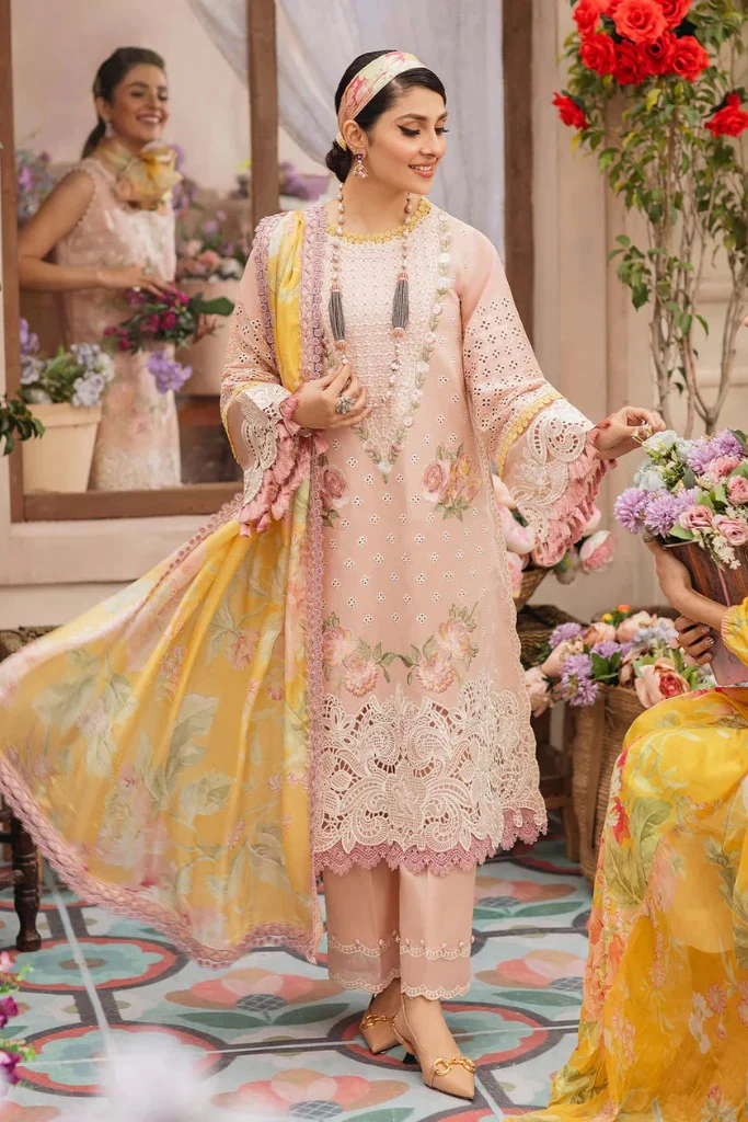Mushq 3 Piece Embroidered Lawn Dress with Printed Chiffon Duppata WC079 - Image 2
