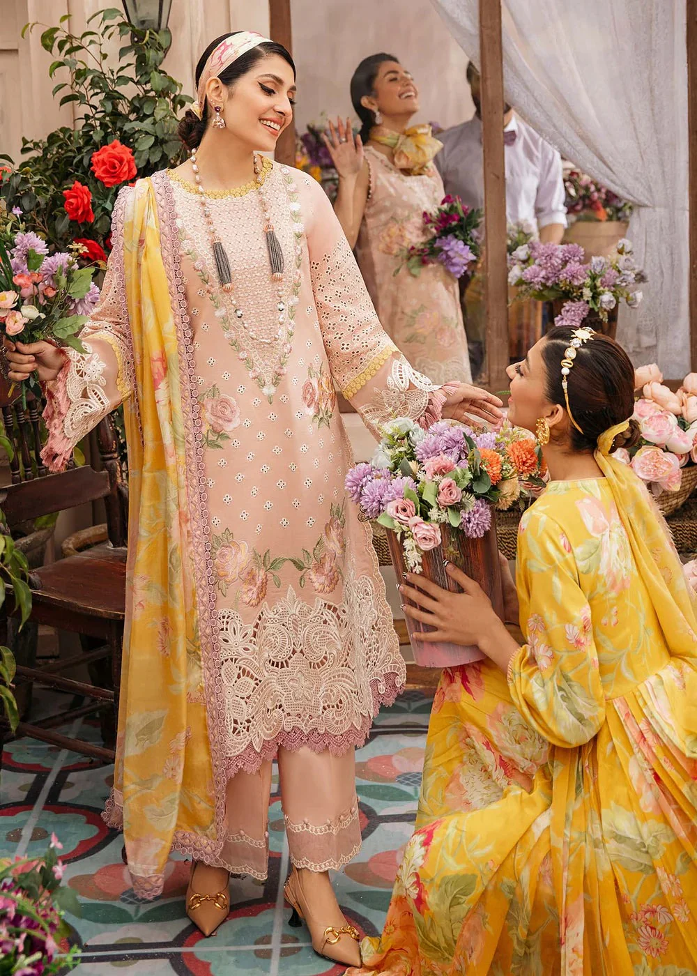 Mushq 3 Piece Embroidered Lawn Dress with Printed Chiffon Duppata WC079 - Image 4