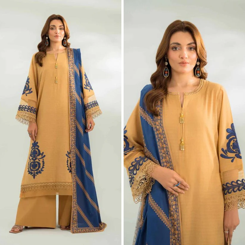 Nishat Lawn 3 Piece Embroiderd Dress with Emb. Chiffon Dupata WC751
