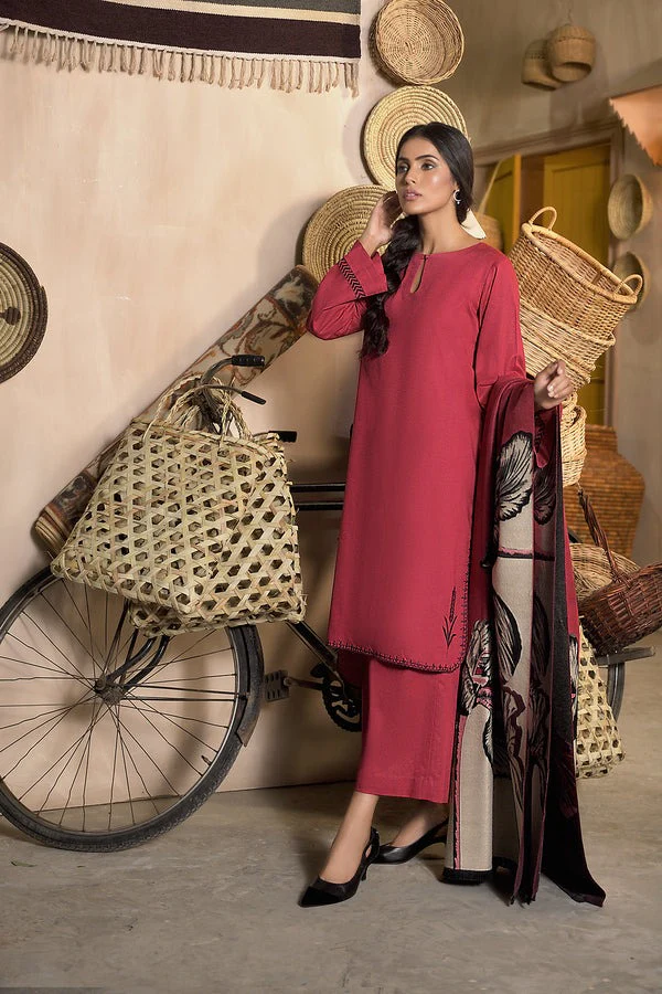 Nishat Unstitched Winter Dhanak Plain three piece With Printed Karandi Shawll WC813 - Image 2