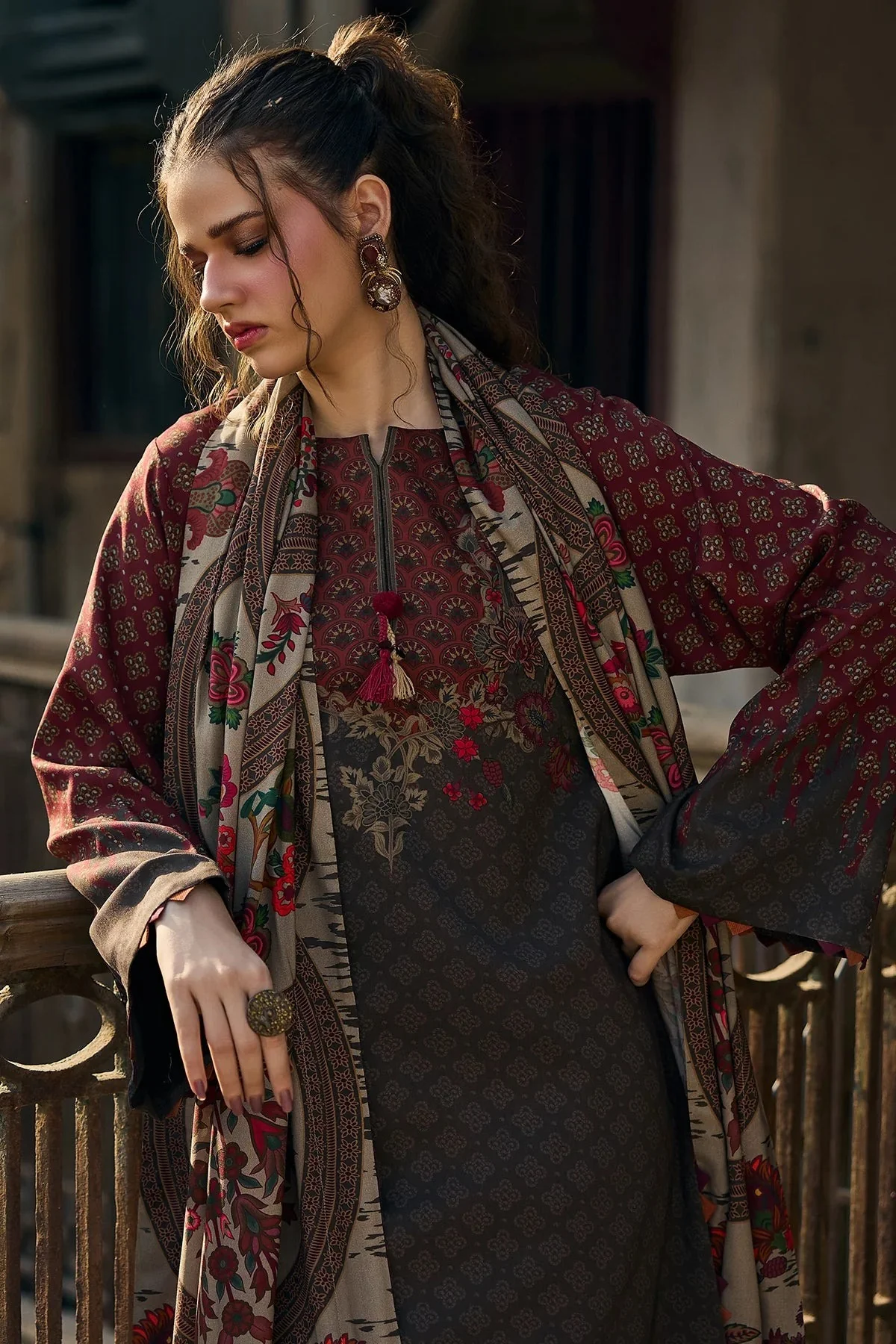 Printed Unstitched Charizma Winter 3 Piece Karandi Dress WC1252 - Image 3