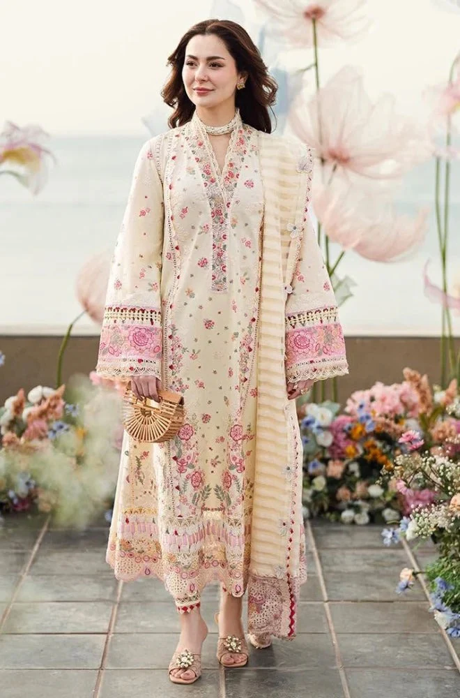 Qalamkaar 3 Piece Unstitched Lawn Embroidered Chicken Kari with Emb. Organza Dupata WC1052 - Image 3