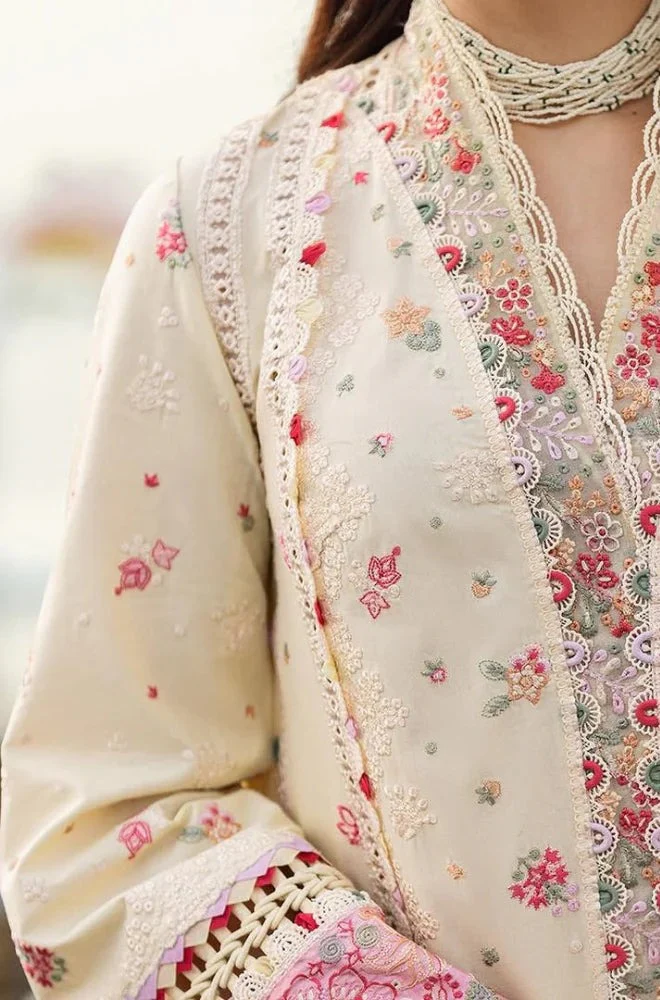 Qalamkaar 3 Piece Unstitched Lawn Embroidered Chicken Kari with Emb. Organza Dupata WC1052 - Image 4