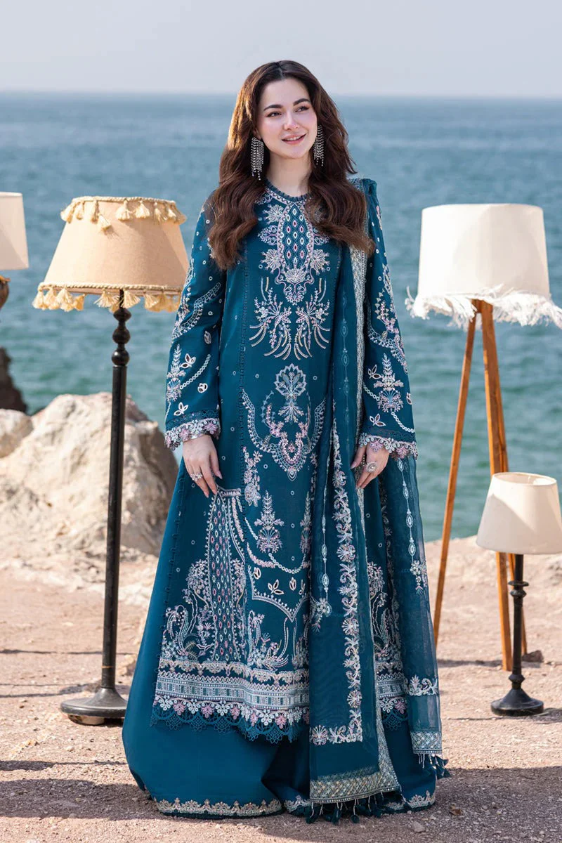 Qalamkar 3 Piece Chickenkari Embroidered Lawn Suit Organza Dupata WC1035 - Image 4