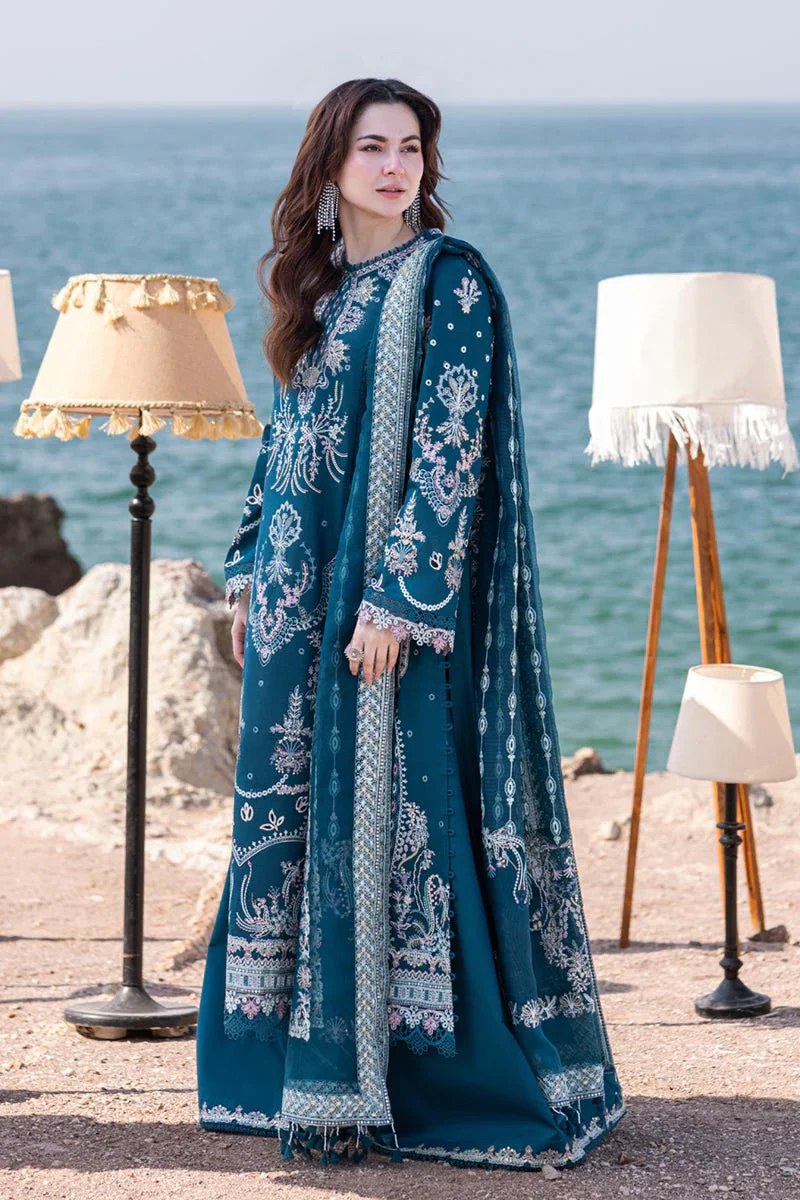 Qalamkar 3 Piece Chickenkari Embroidered Lawn Suit Organza Dupata WC1035 - Image 5