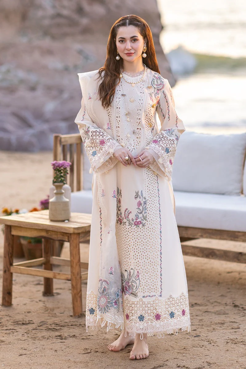 Qalamkar 3 Piece Chickenkari Embroidered Lawn Suit Organza Dupata WC997 - Image 2