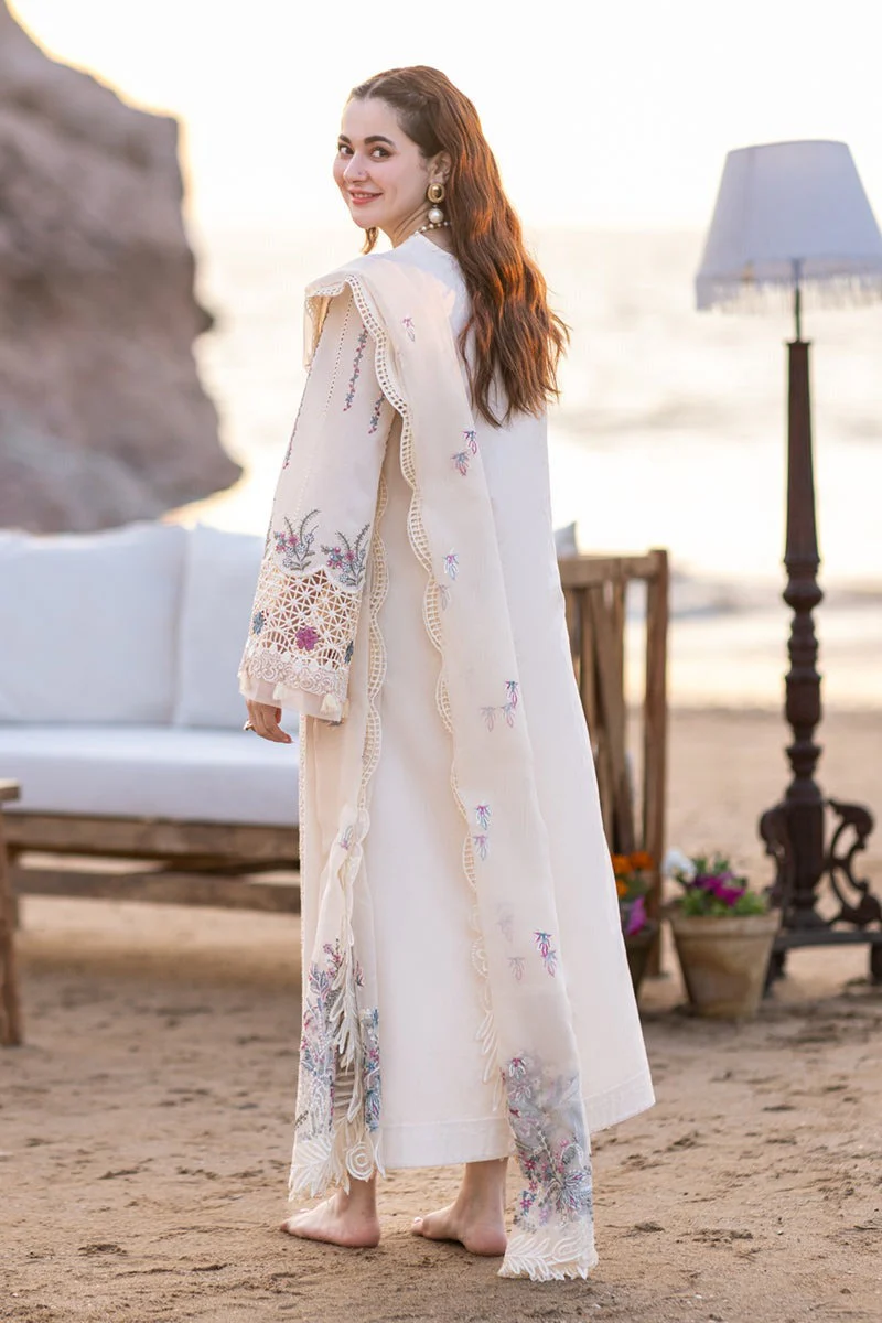 Qalamkar 3 Piece Chickenkari Embroidered Lawn Suit Organza Dupata WC997 - Image 3
