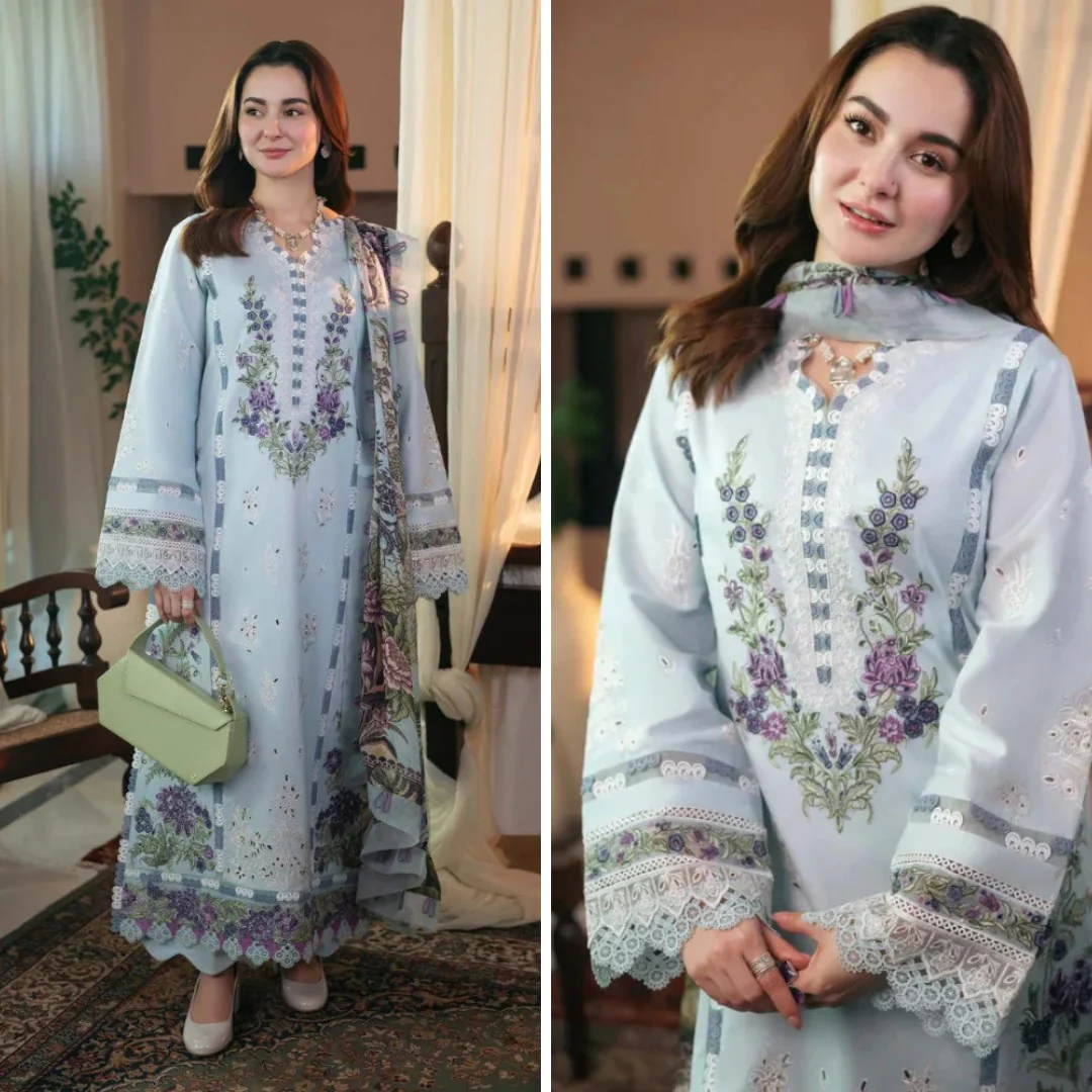 Qalamkar 3 Piece Lawn Chicken Kari Embroidered Suit WC1040