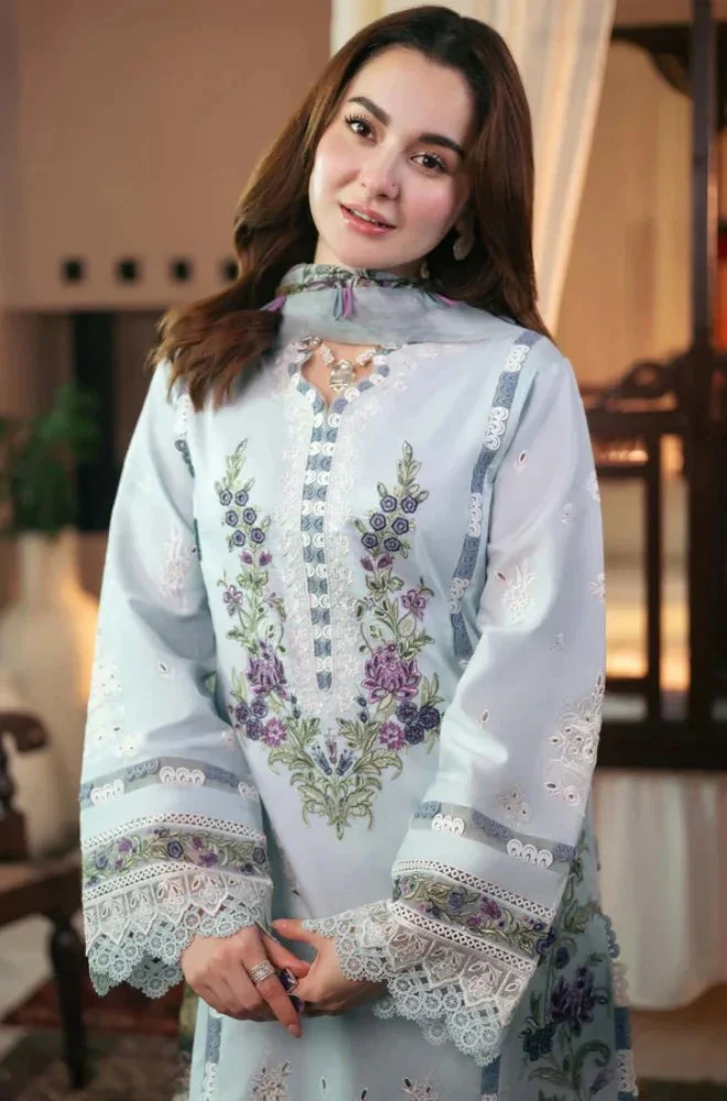 Qalamkar 3 Piece Lawn Chicken Kari Embroidered Suit WC1040 - Image 3
