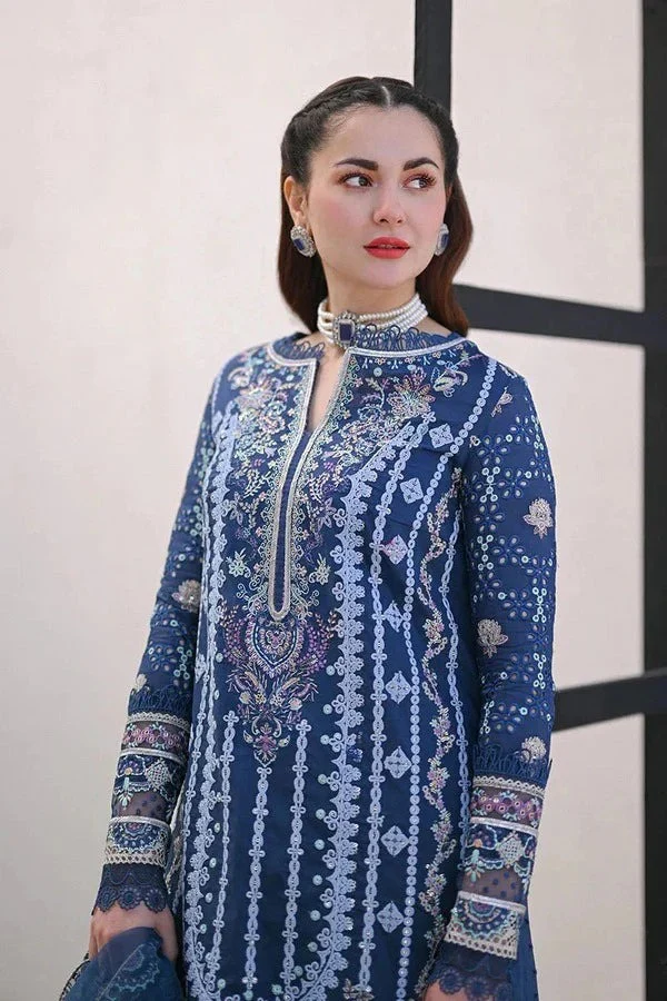 Qalamkar 3 Piece Lawn Embroidered Shirt with Organza Emb Dupata WC1306 - Image 3