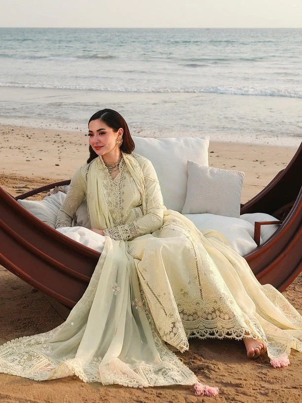 Qalamkar Sahil 3 Piece Embroidered Luxury Lawn Suit Emb Organza Dupata WC1313 - Image 3